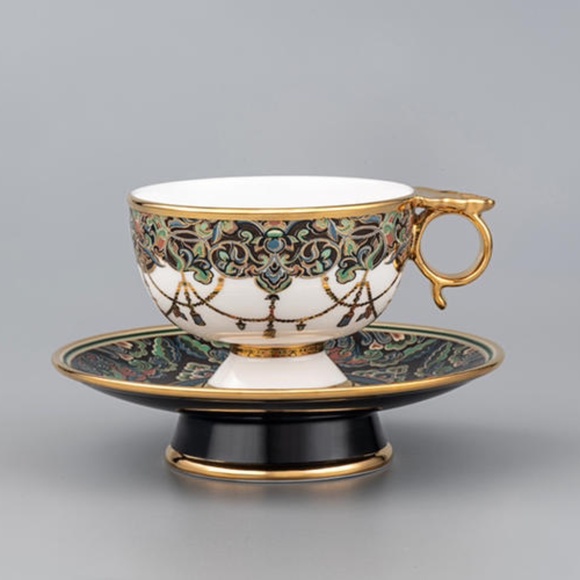 Other - Tea Coffee Cup with Plate - Bone China - Nine Colored Deer - Impression Dunhuang